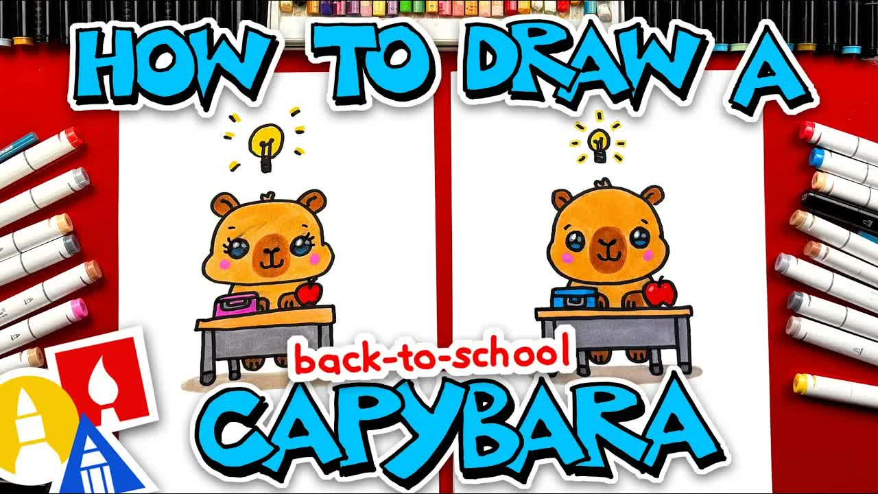 How To Draw Back-To-School Capybara Bean