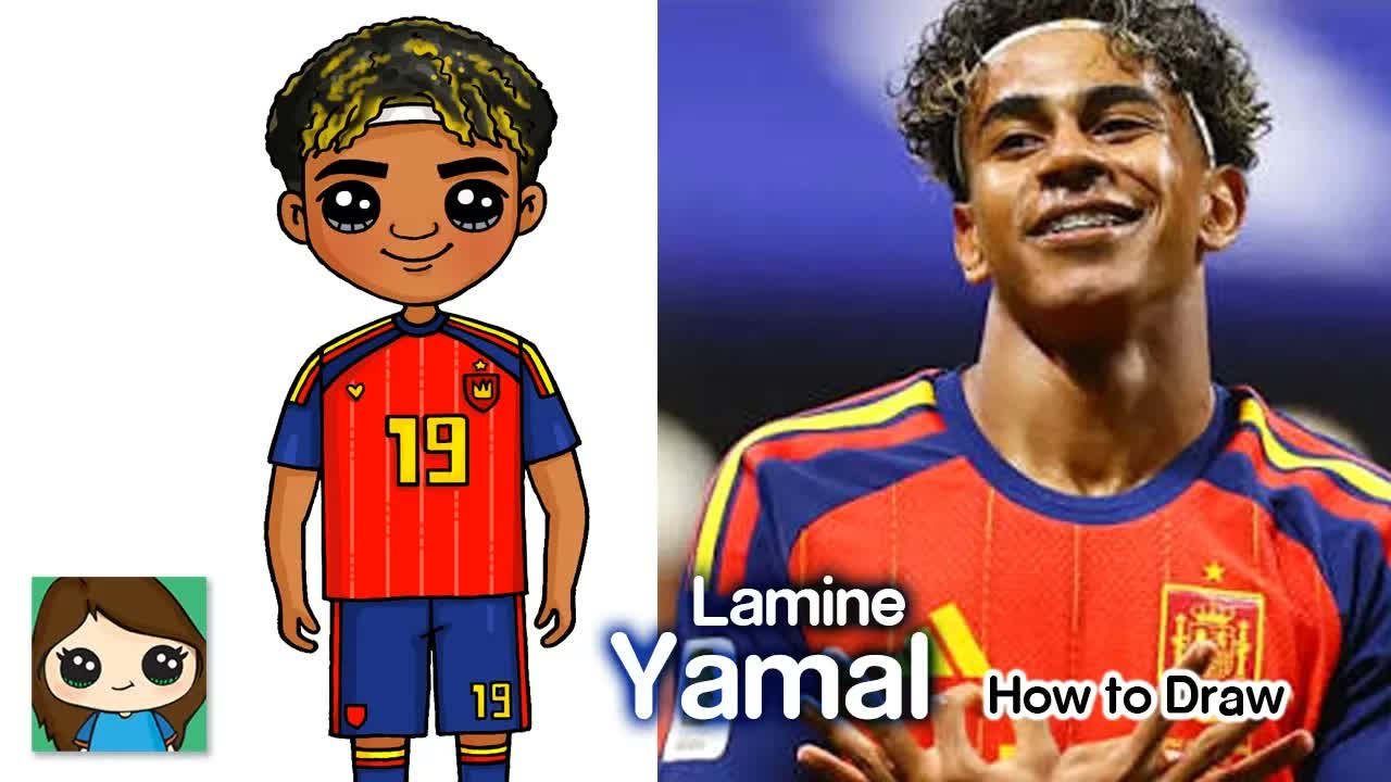 How to Draw Lamine Yamal ⚽️ FIFA World Cup | Spain Football Soccer Player