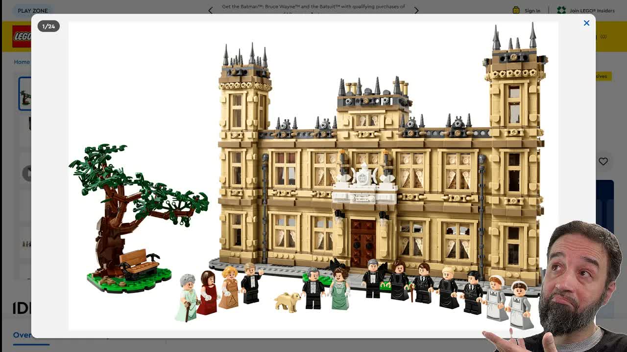 LEGO Downton Abbey is late, but not bad! 4711 pcs, 13 minifigs, 17"/44 cm wide  #NotAd 21373