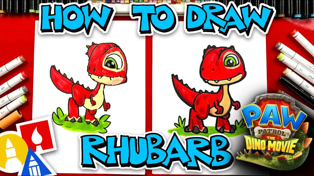 How To Draw Rhubarb From Paw Patrol The Dino Movie