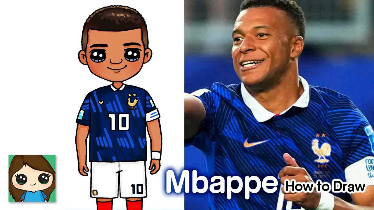 How to Draw Kylian Mbappe ⚽️ FIFA World Cup | France Football Soccer Player