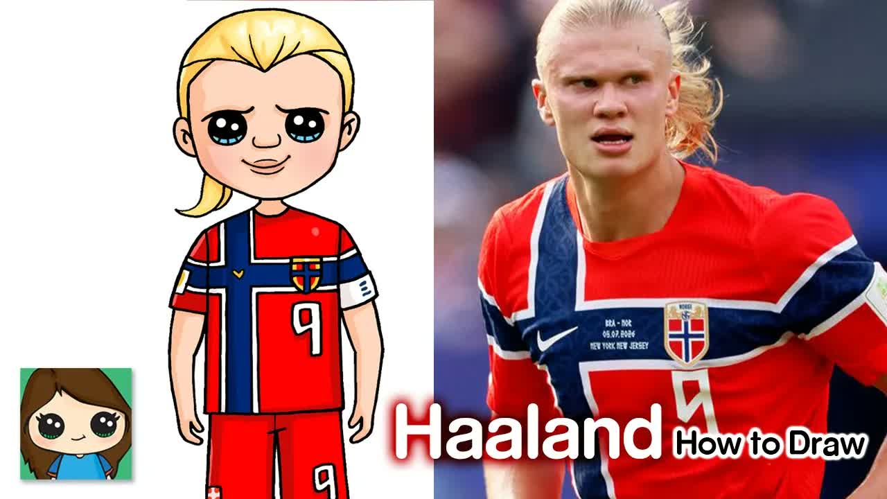 How to Draw Erling Haaland ⚽️ FIFA World Cup | Norway Football Soccer Player