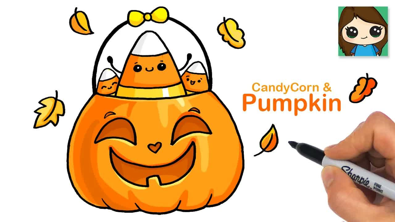 How to Draw a Pumpkin and Candy Corn 🎃 Halloween Fall Art