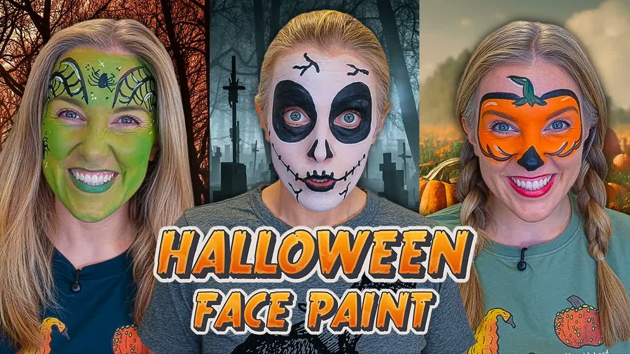 3 Easy Halloween Face Paints 🧙‍♀️💀🎃 | Maddie Moate