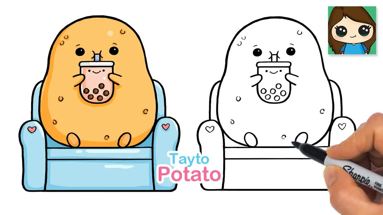How to Draw Tayto Potato Drinking Boba Drink