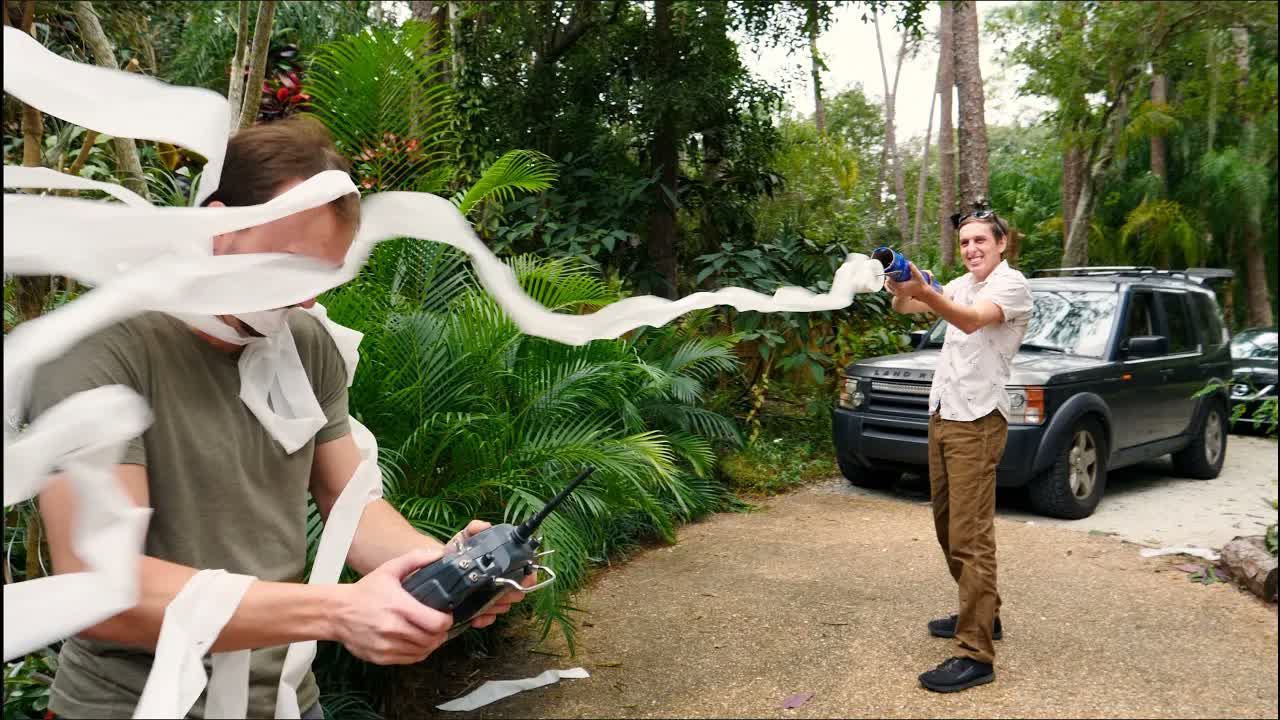 We made a Drone to Toilet Paper houses!
