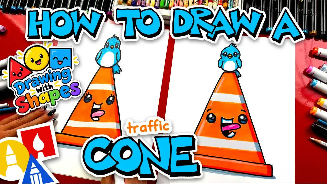 How To Draw A Traffic Cone - Drawing With Shapes