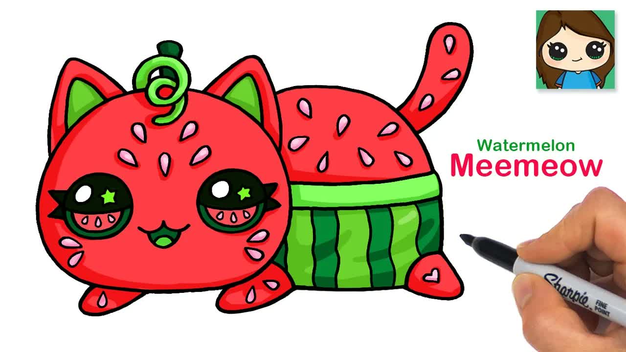How to Draw a Watermelon Cat | Aphmau Meemeows