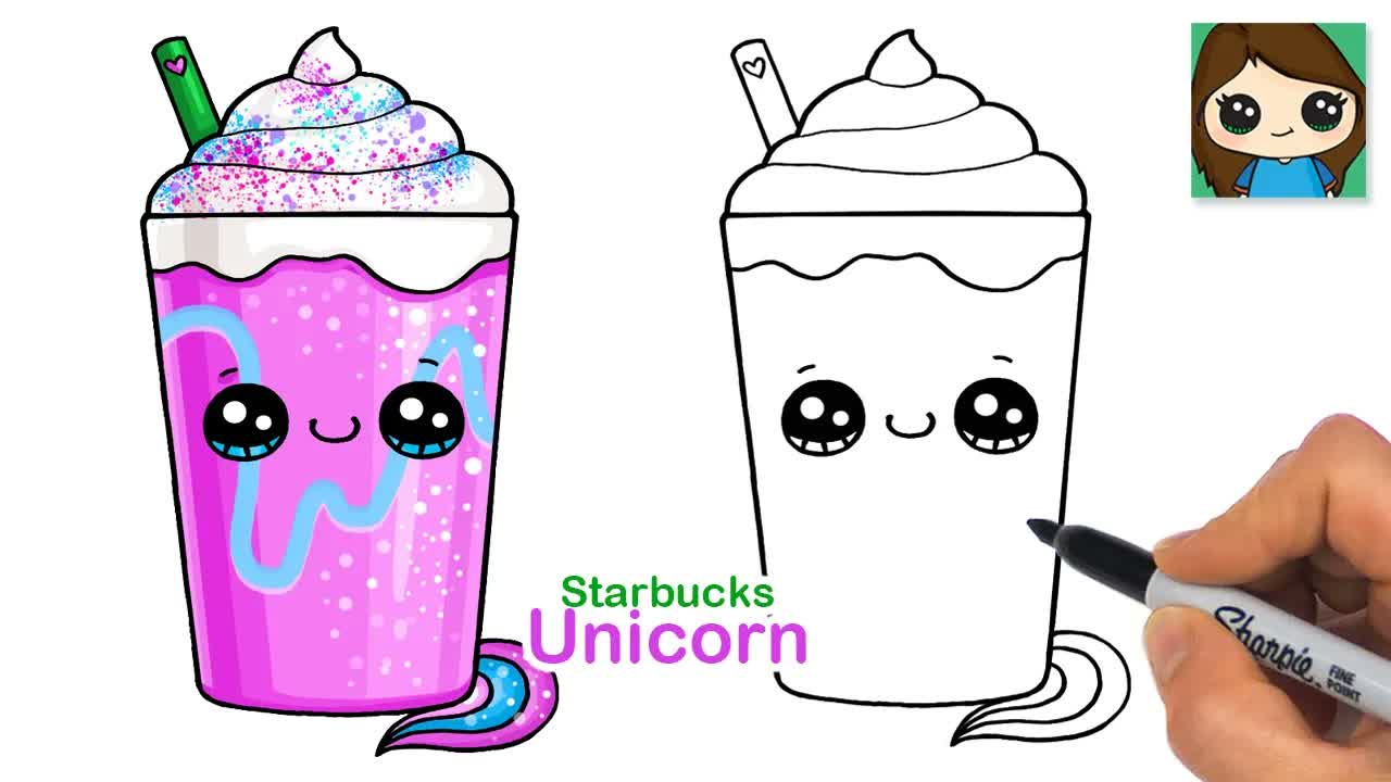 How to Draw a Unicorn Frappuccino | Starbucks Cute Drink