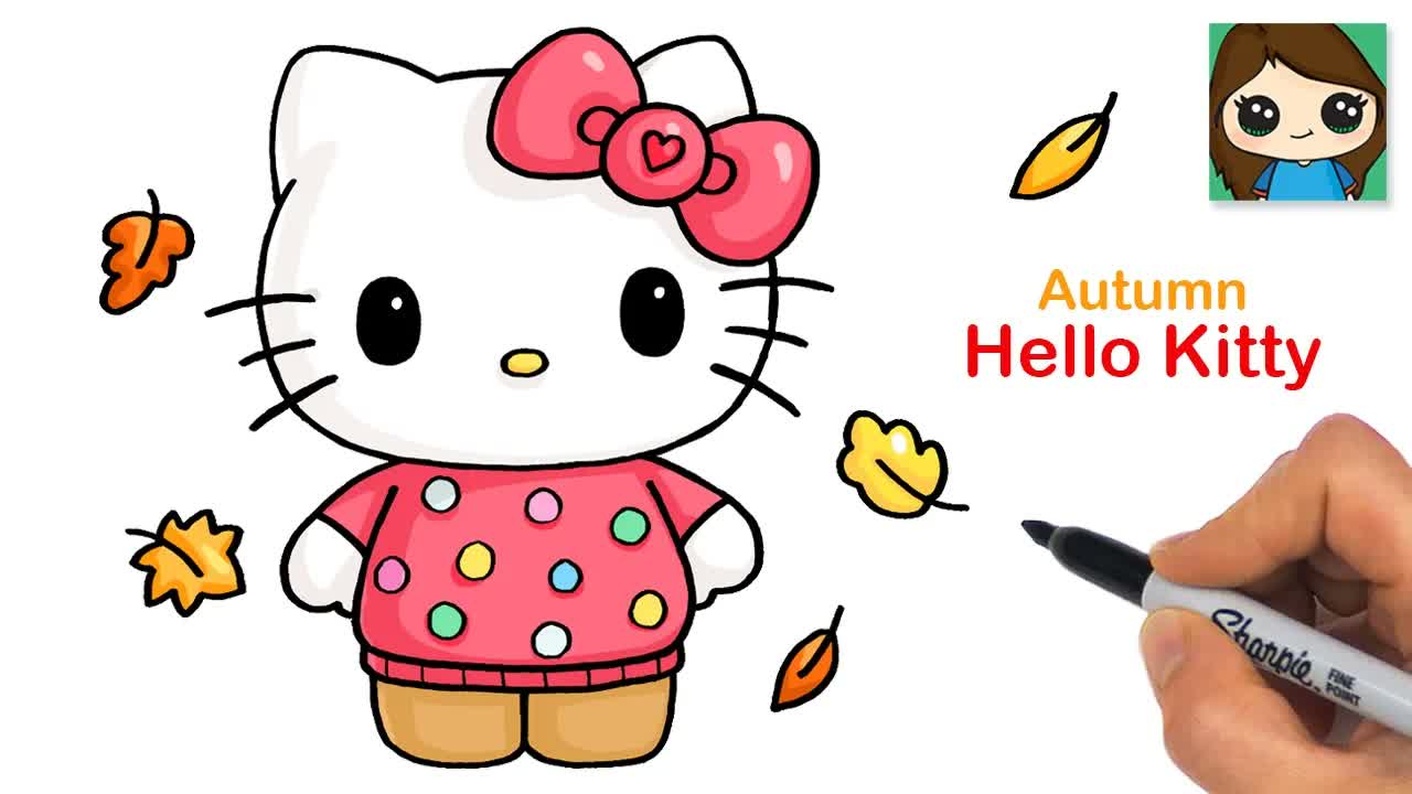 How to Draw Hello Kitty Fall 🍁 Sanrio Autumn Drawing
