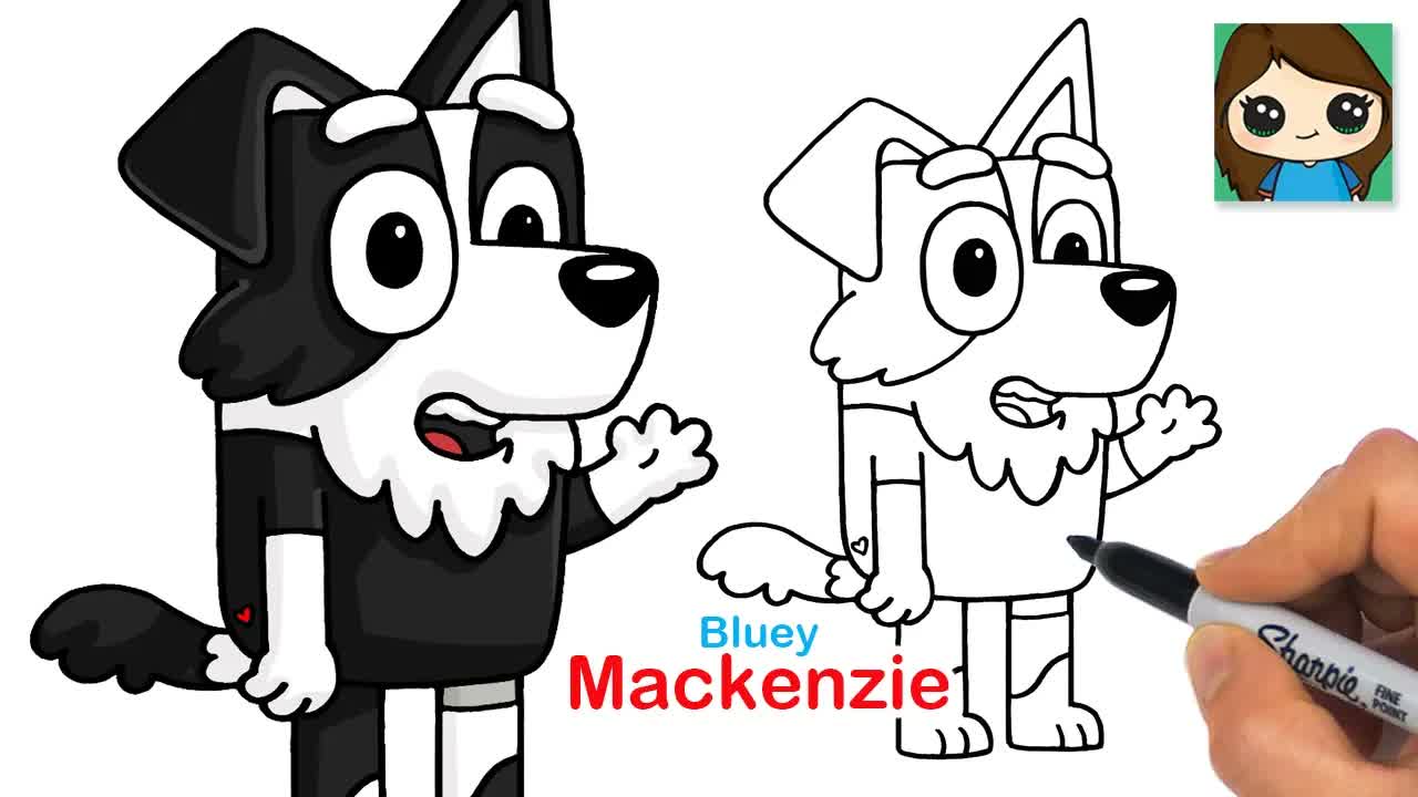 How to Draw Mackenzie Border Collie Dog | Bluey