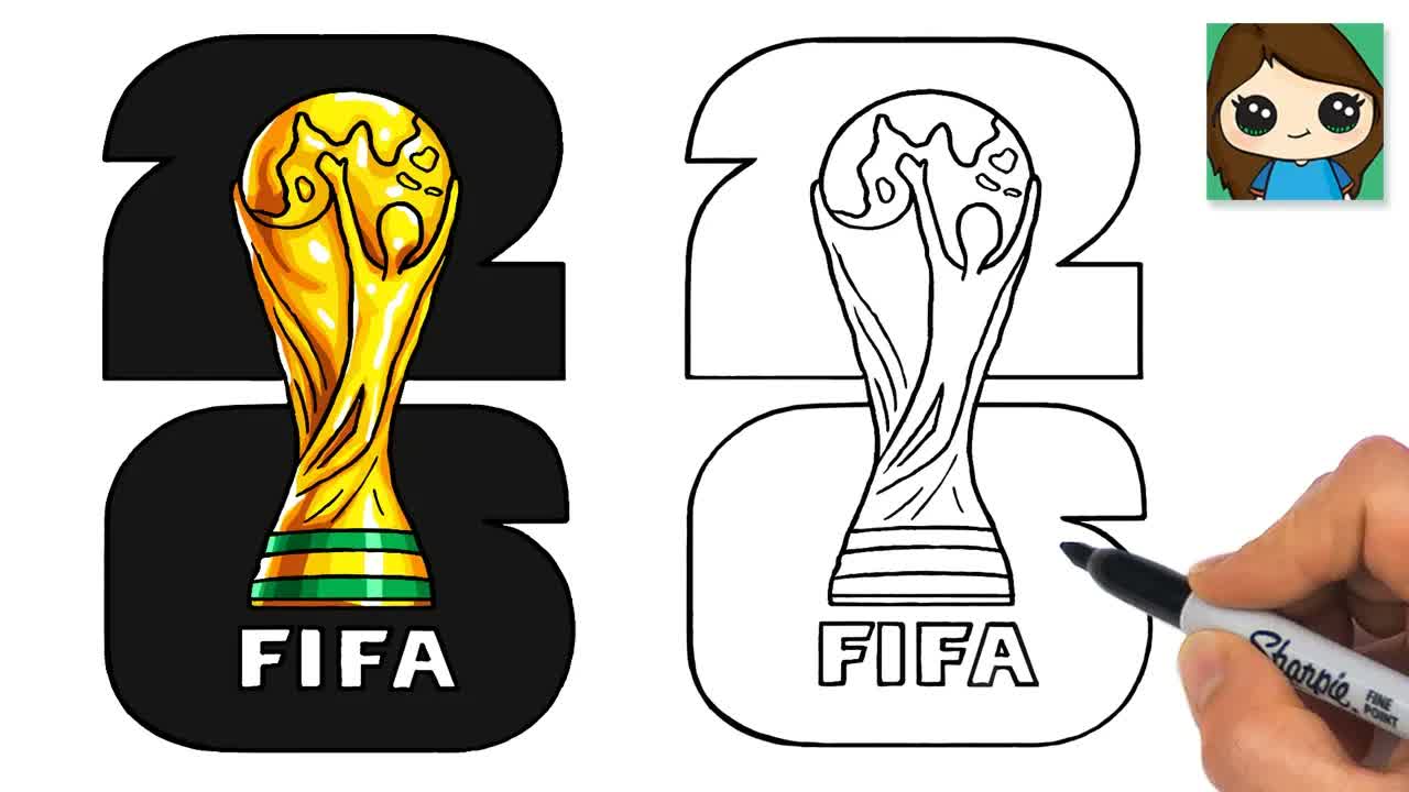 How to Draw FIFA World Cup 2026 Trophy and Logo | Soccer Fan Art