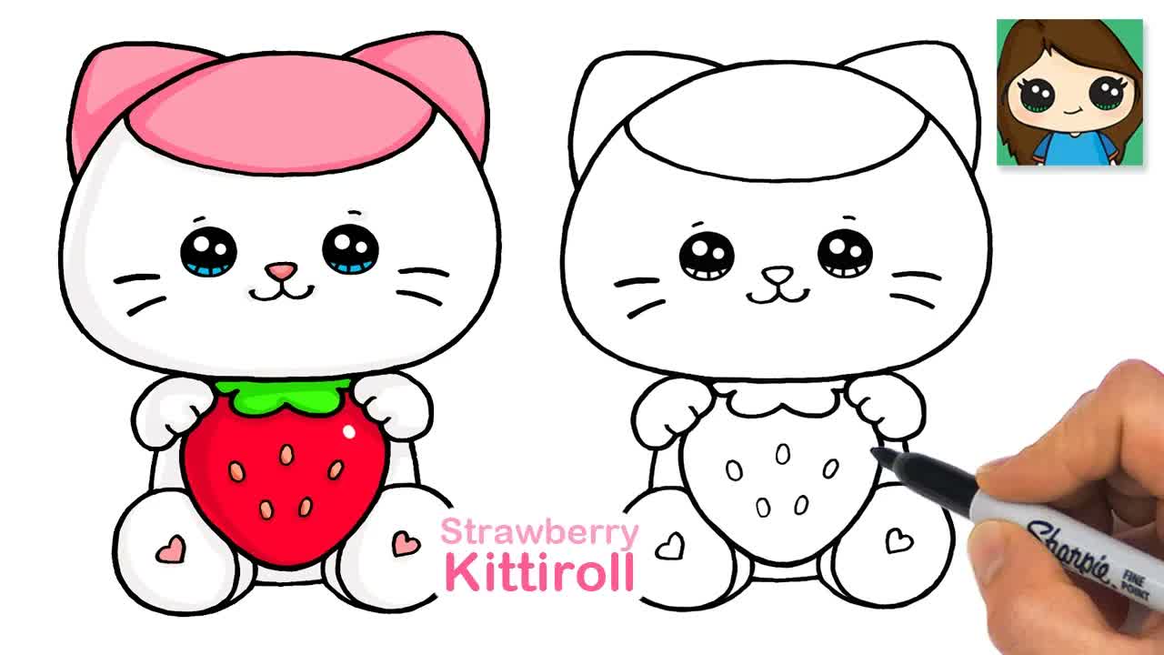 How to Draw a Strawberry Cat 🍓Anirollz Kittiroll