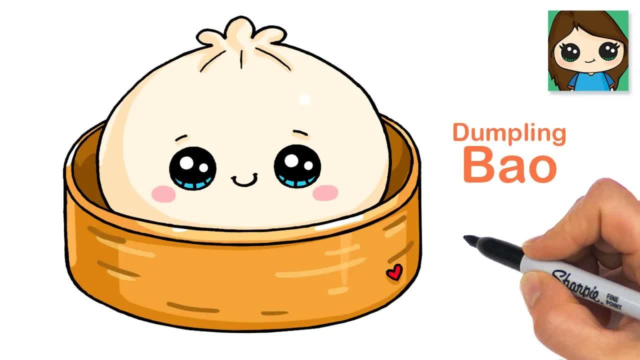 How to Draw a Steamed Bao Dumpling Dim Sum 🥟 Cute Food Art