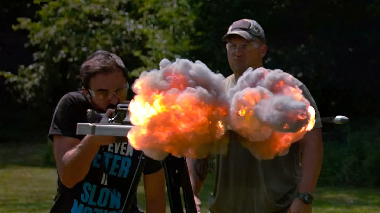The FATTEST muzzle flash - 100,000 FPS - The Slow Mo Guys @KentuckyBallistics