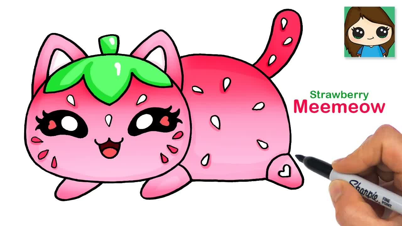How to Draw Strawberry Cat | Aphmau Meemeows