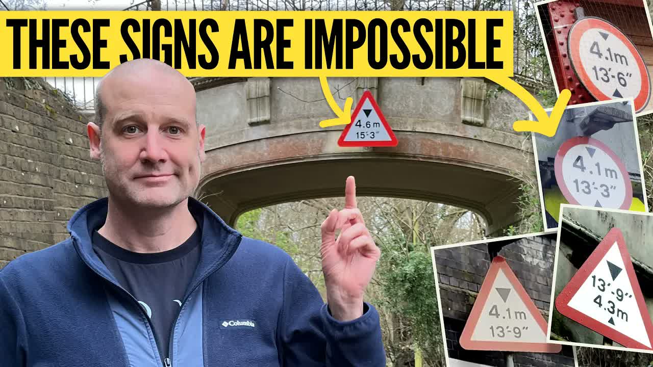 What is up with UK bridge height signs?