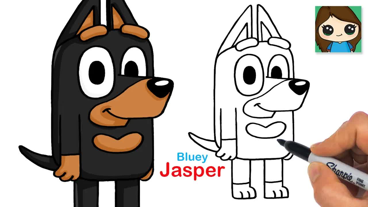 How to Draw Jasper Doberman Pinscher Dog | Bluey