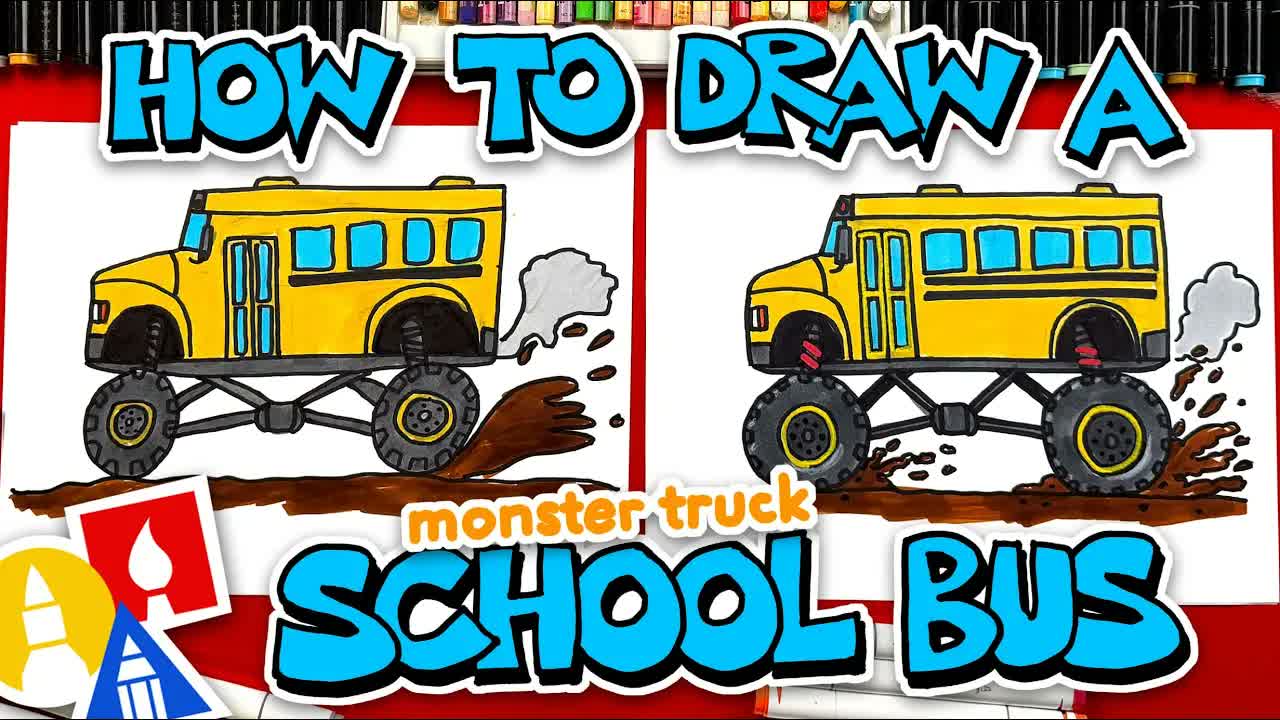 How To Draw A Monster Truck School Bus