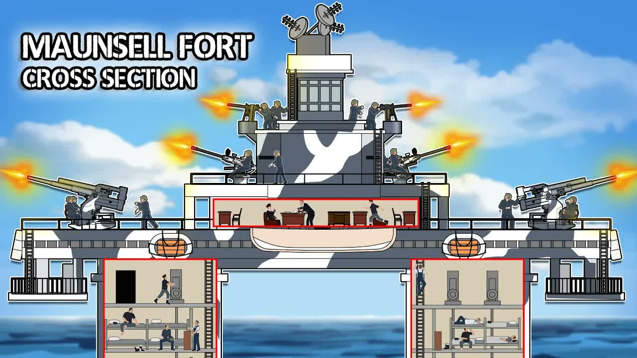 Life inside Maunsell Forts - Cross Section