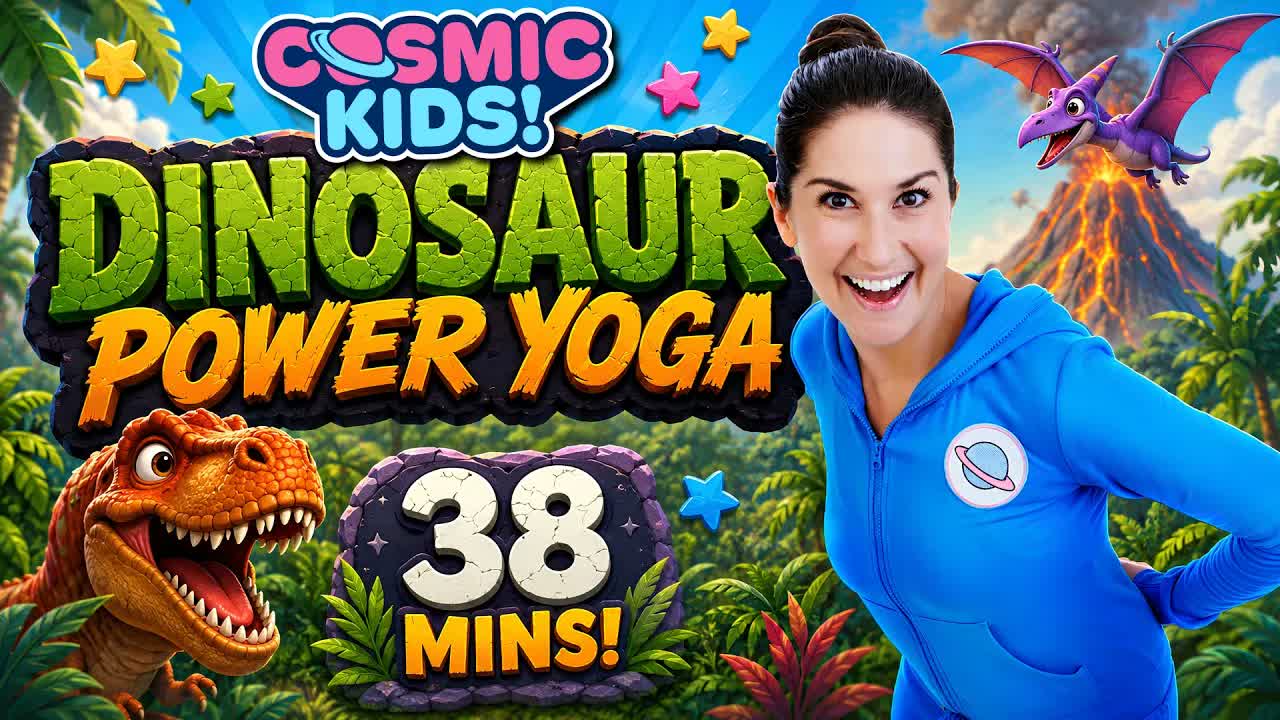 Dinosaur Power Yoga 🦖 | 38 Minute Kids Yoga Adventure | Cosmic Kids