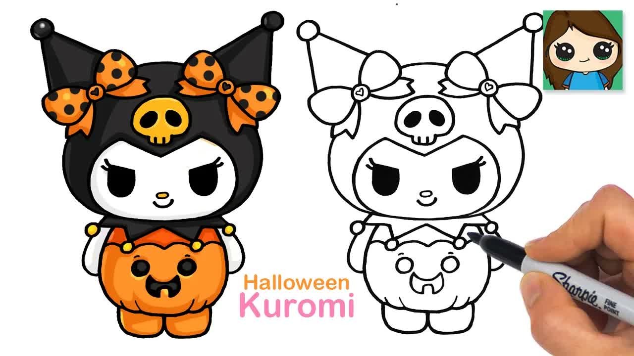 How to Draw Kuromi Pumpkin 🎃 Sanrio Halloween Cute Drawing