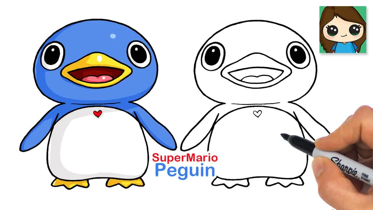 How to Draw Baby Penguin | Super Mario | Game Character Animal Drawing