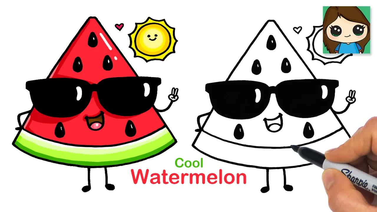 How to Draw a Cool Watermelon 🍉 Fun Summer Art | Relaxing Follow Along Hobby