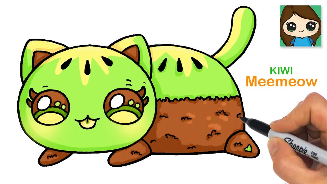 How to Draw a Kiwi Cat 🥝 Aphmau Meemeow