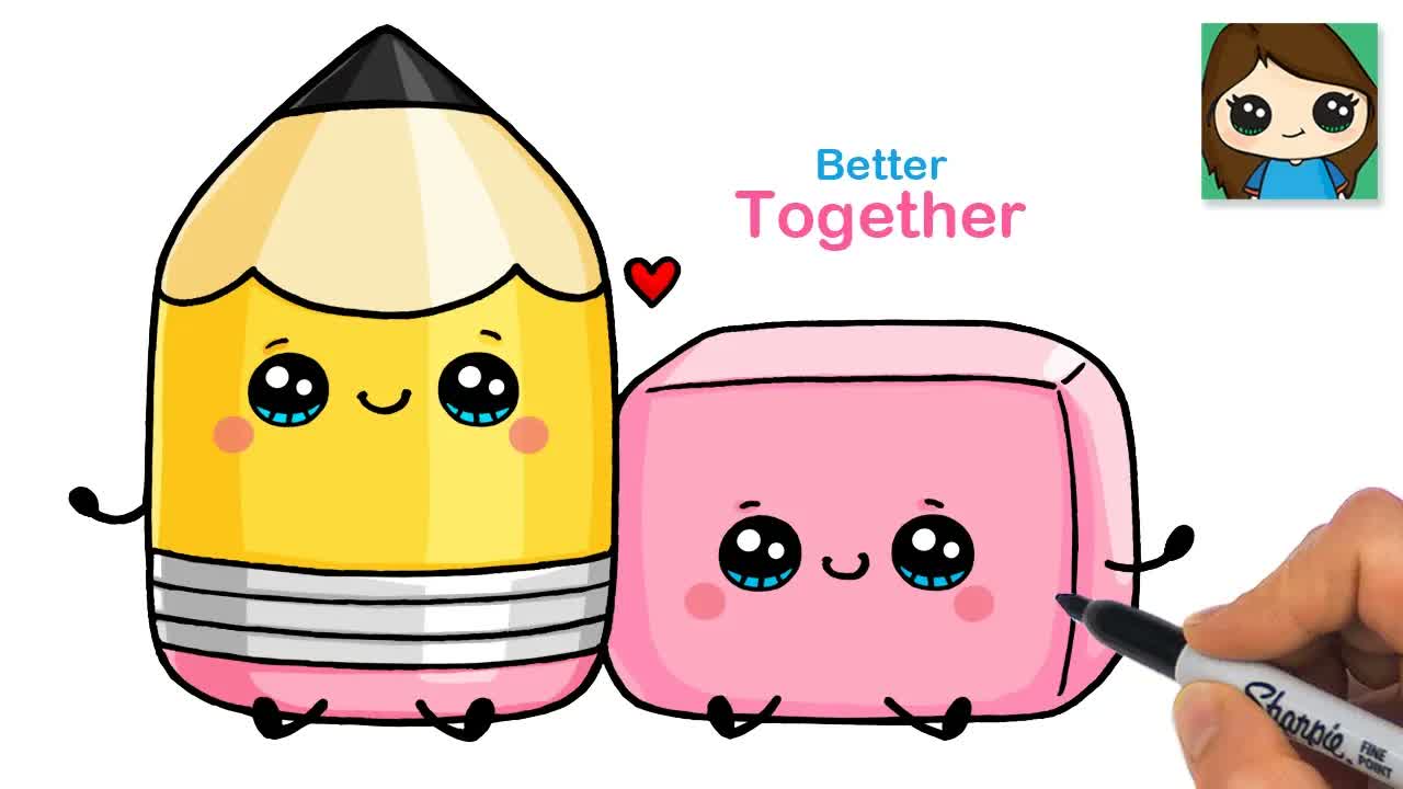 How to Draw a Pencil & Eraser | Hallmark Better Together | Cute School Supplies Art